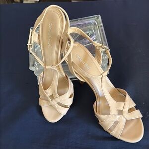 Gianni Bini Tan Heeled Sandals with Strappy Design
